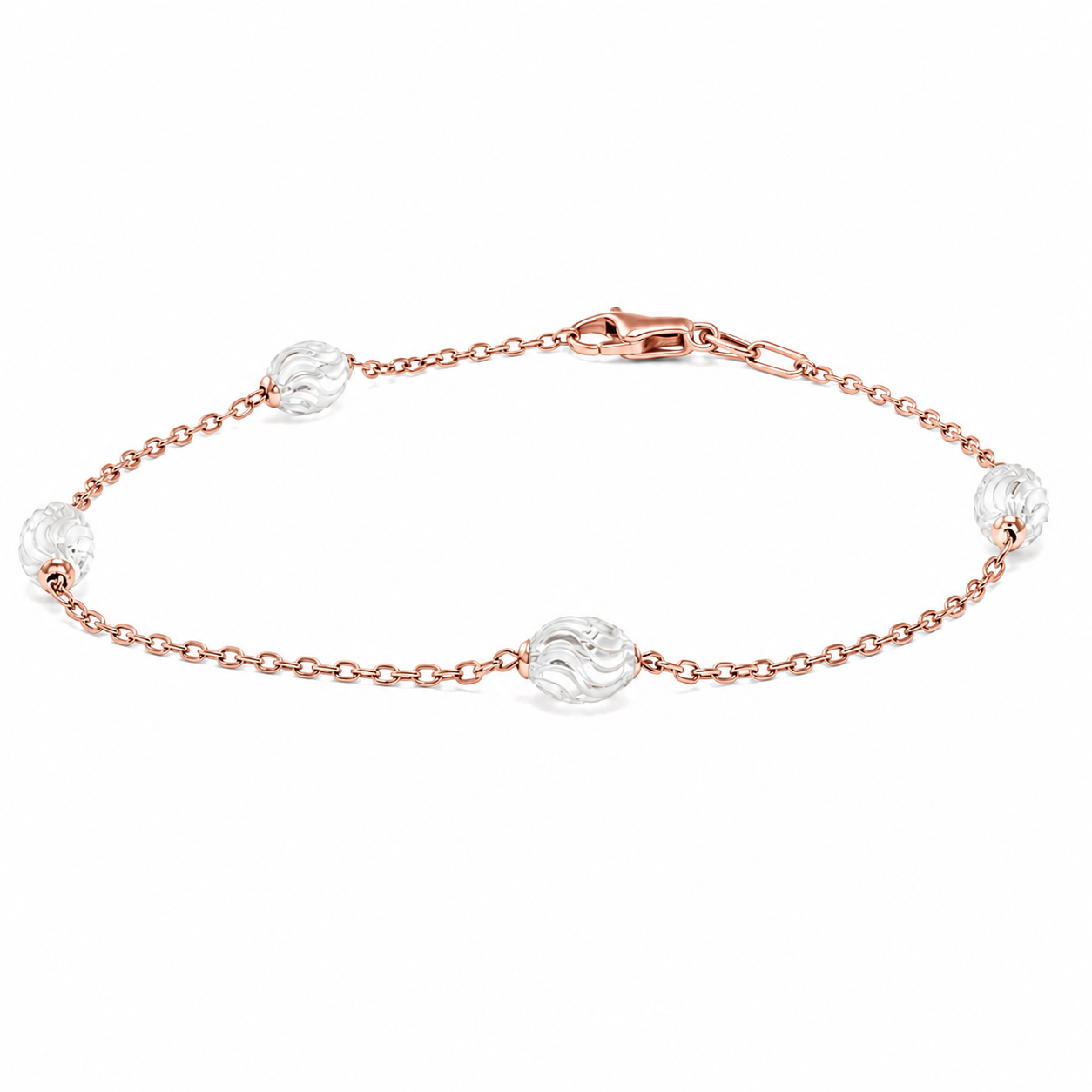 Sterling Silver Rose Gold/Silver 3MM Oval Moon Bracelet