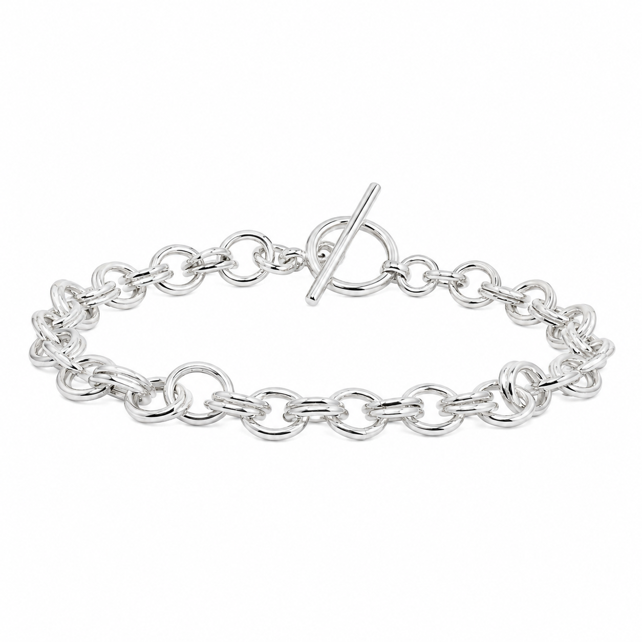 Sterling Silver Double Link Toggle Bracelet