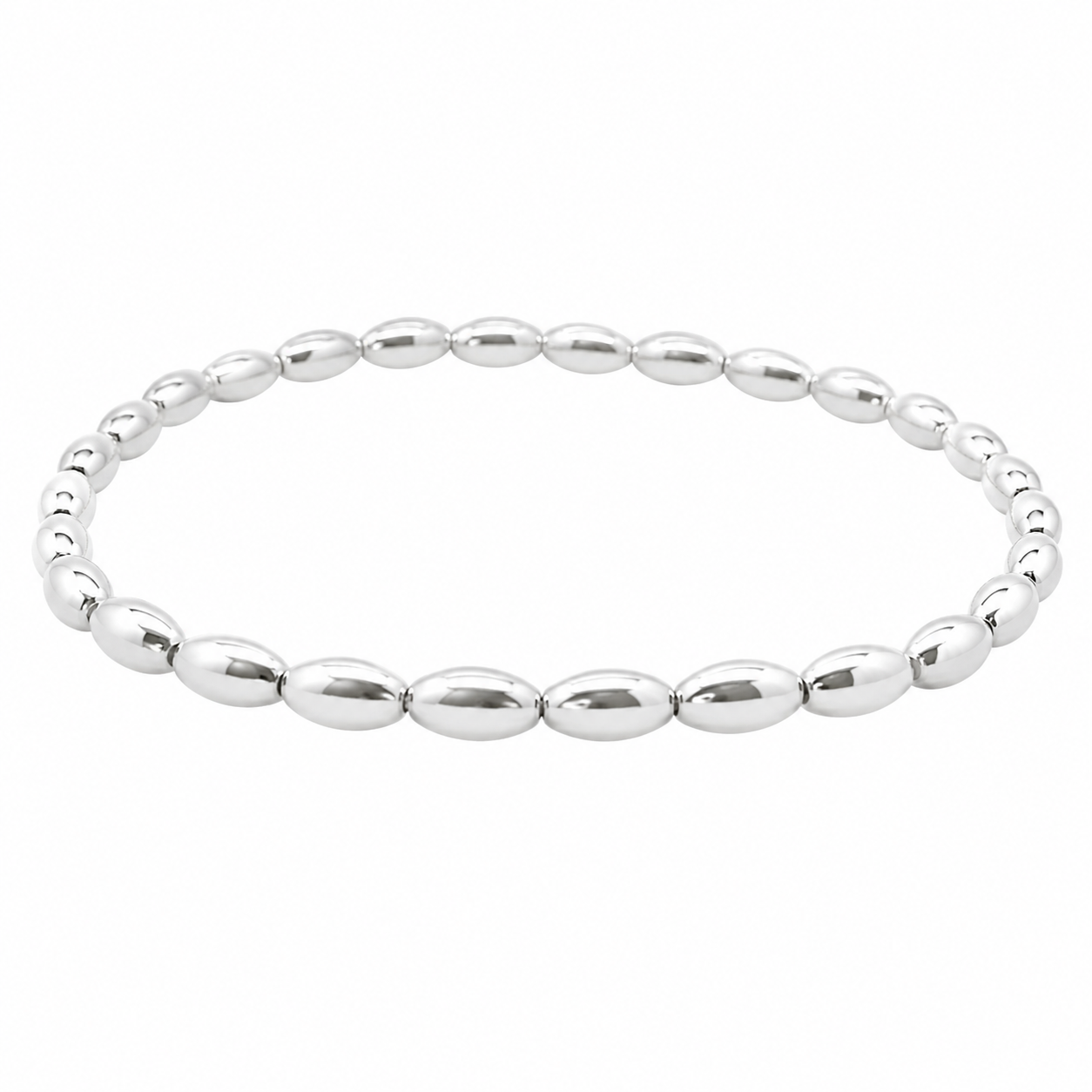 Italian Sterling Silver Stretchy Rice Bead Bracelets