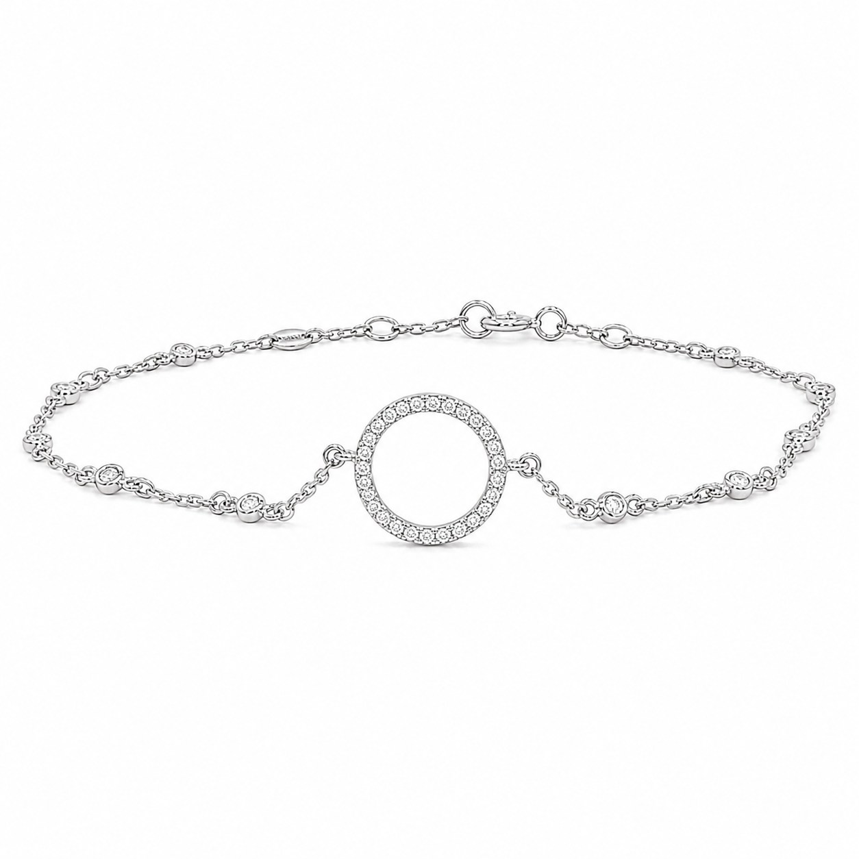 Sterling Silver Open Circle Bead Bracelet