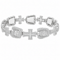 Sterling Silver Moissanite Cross & Jesus Bracelet - 8.5" 7.98 CTW VVS D