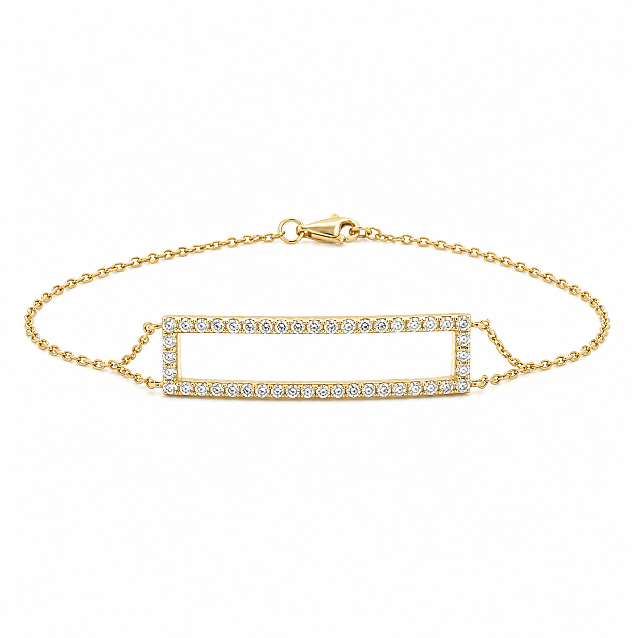 Sterling Silver Gold Plate CZ Open Bar CZ Bracelet
