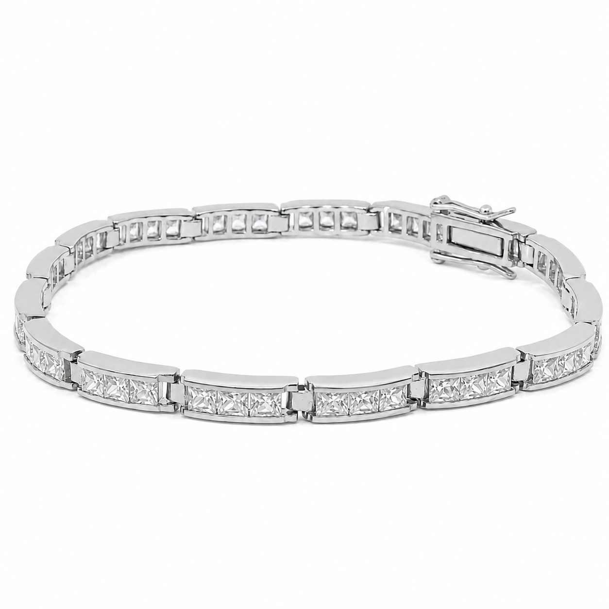 Sterling Silver Princess Cut CZ Tennis Bracelet