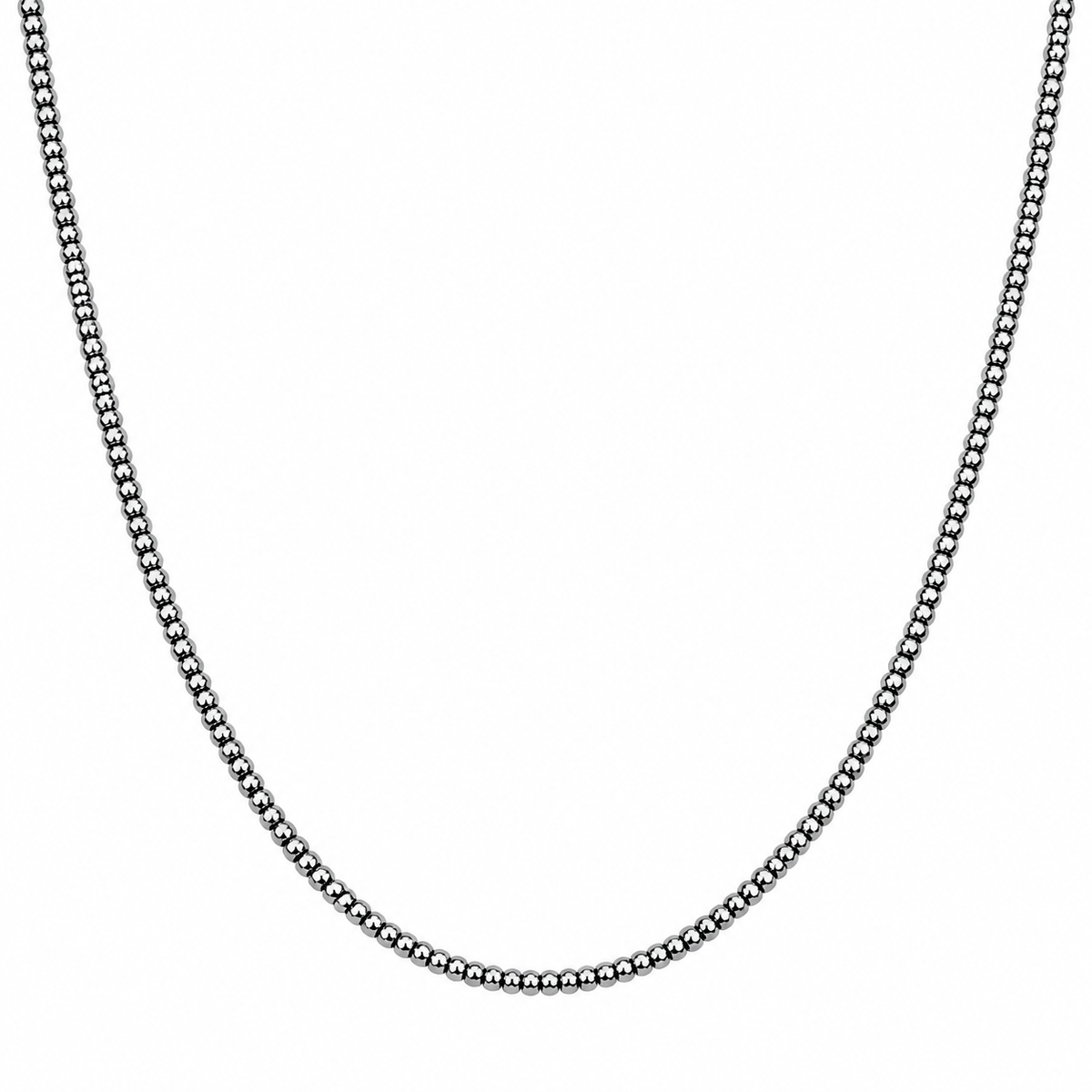 Sterling Silver Oxidized Rhodium 2mm Popcorn Chain