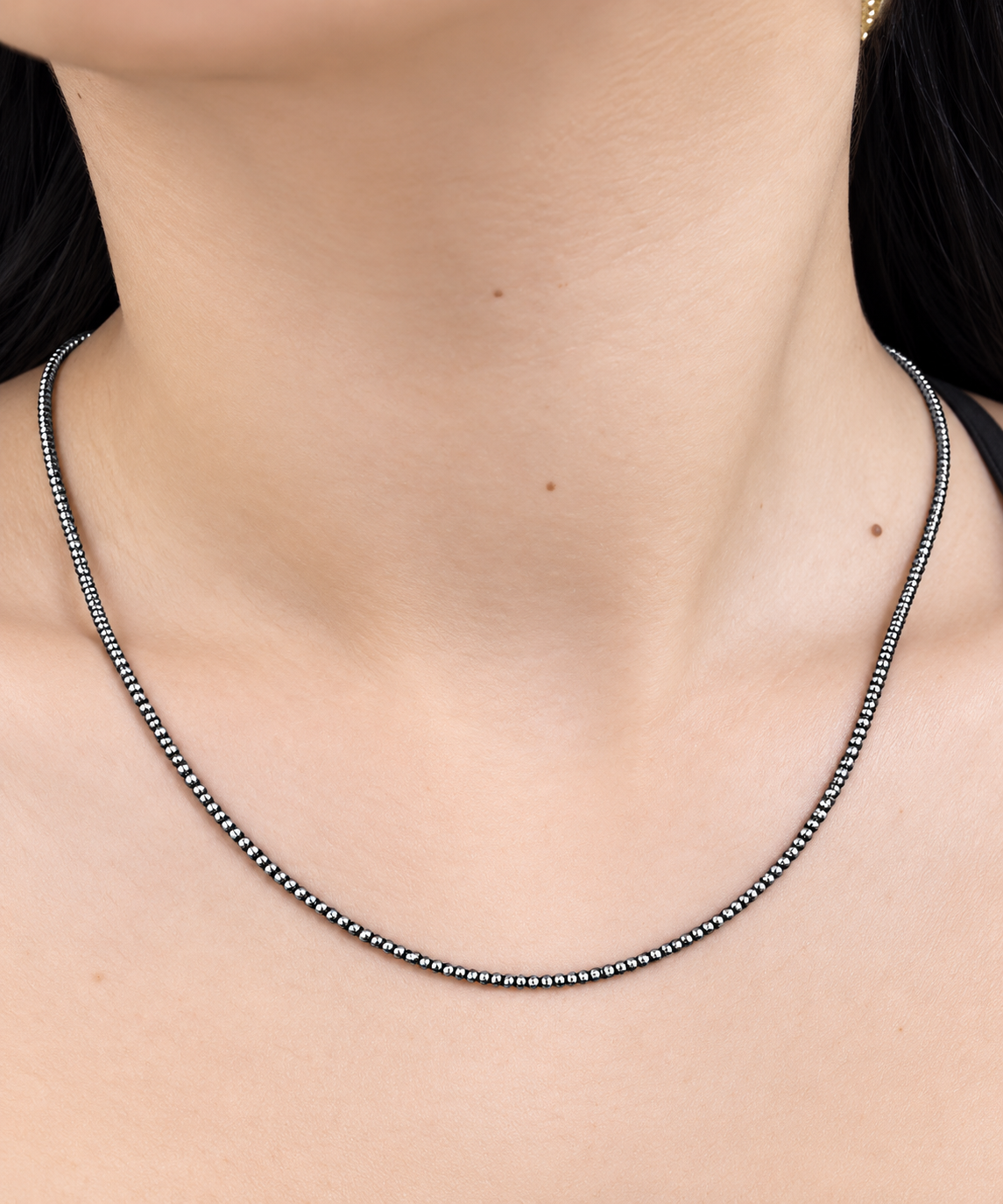 Sterling Silver Oxidized Rhodium 2mm Popcorn Chain