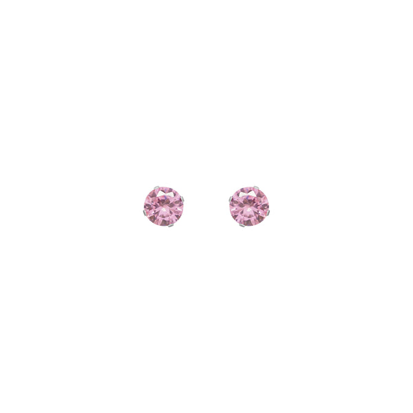 Sterling Silver Light Pink Round CZ Studs