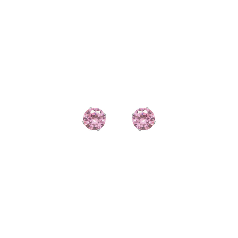 Sterling Silver Light Pink Round CZ Studs