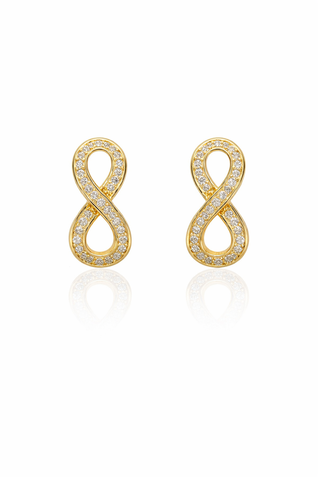 Sterling Silver Gold Plated CZ Infinity Hoop Earrings