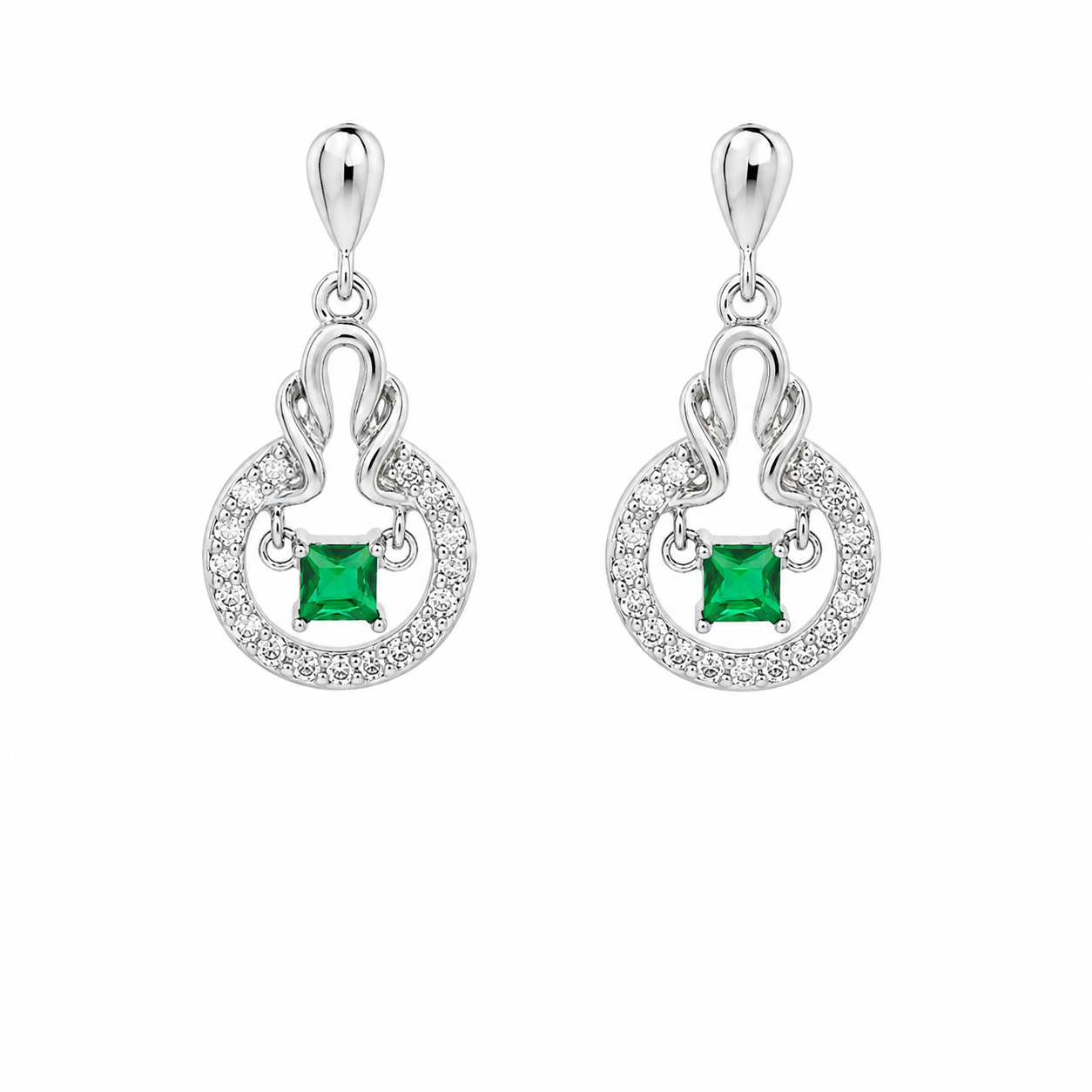 Sterling Silver Green CZ Earrings