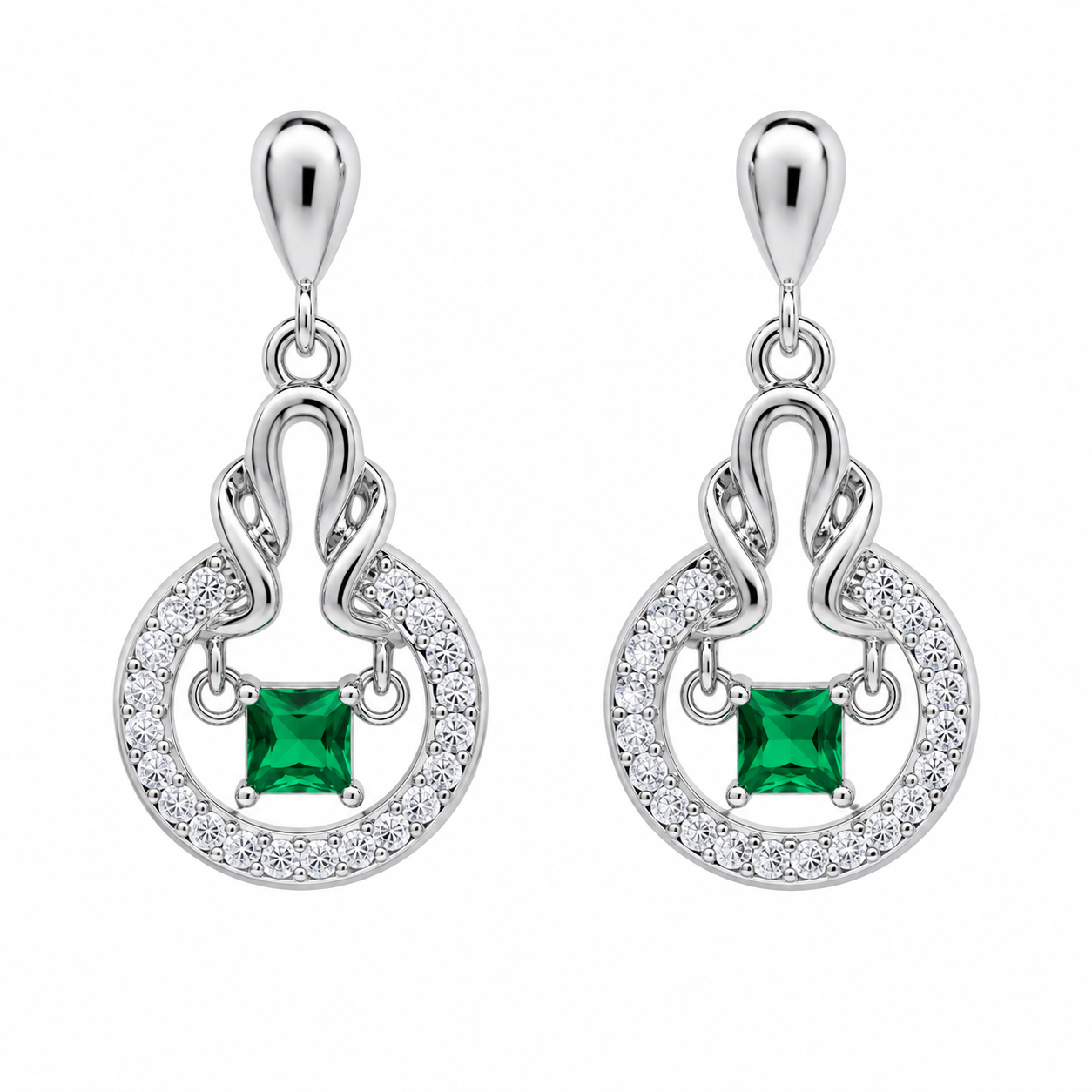 Sterling Silver Green CZ Earrings