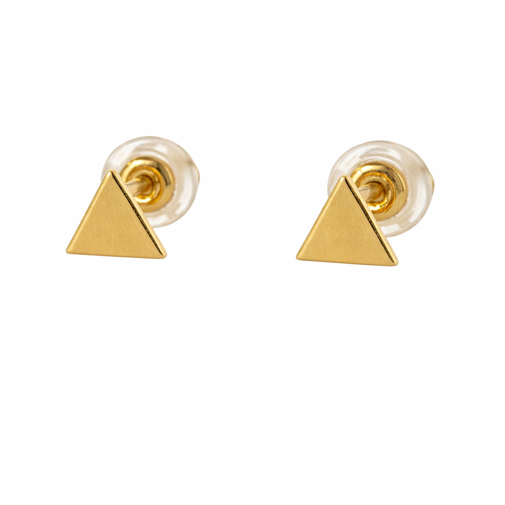 Sterling Silver Gold Plated Simple Triangle Studs