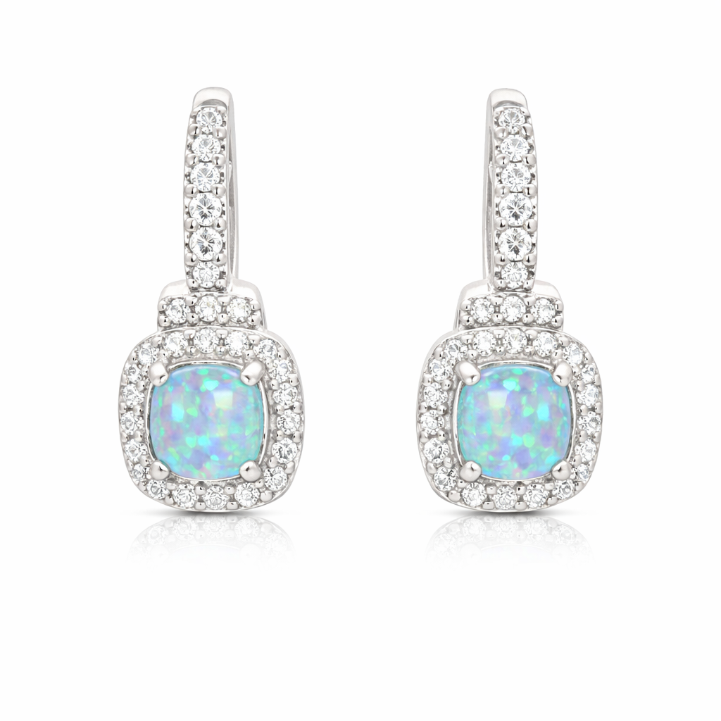 Blue Opal Dangle Earrings