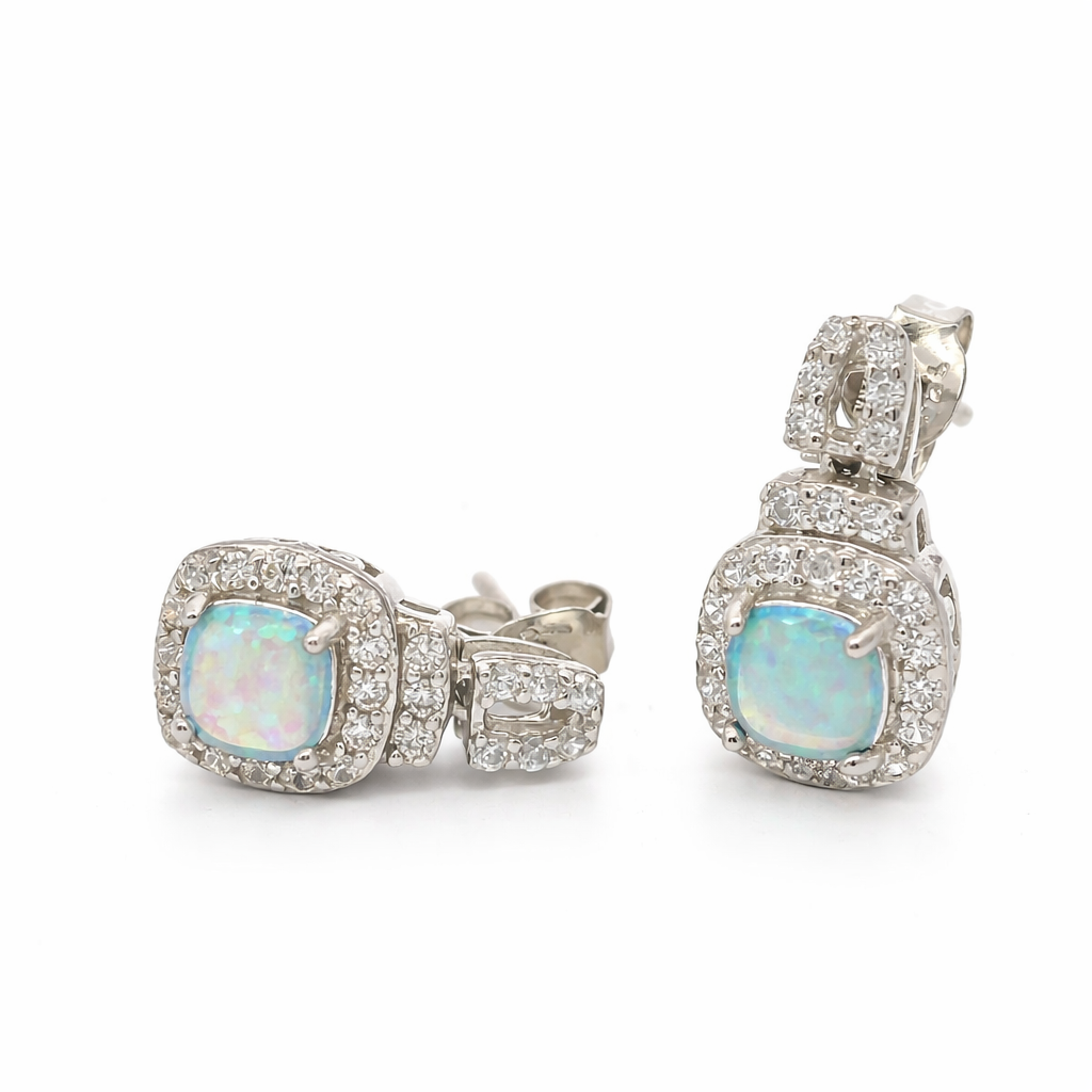 Blue Opal Dangle Earrings