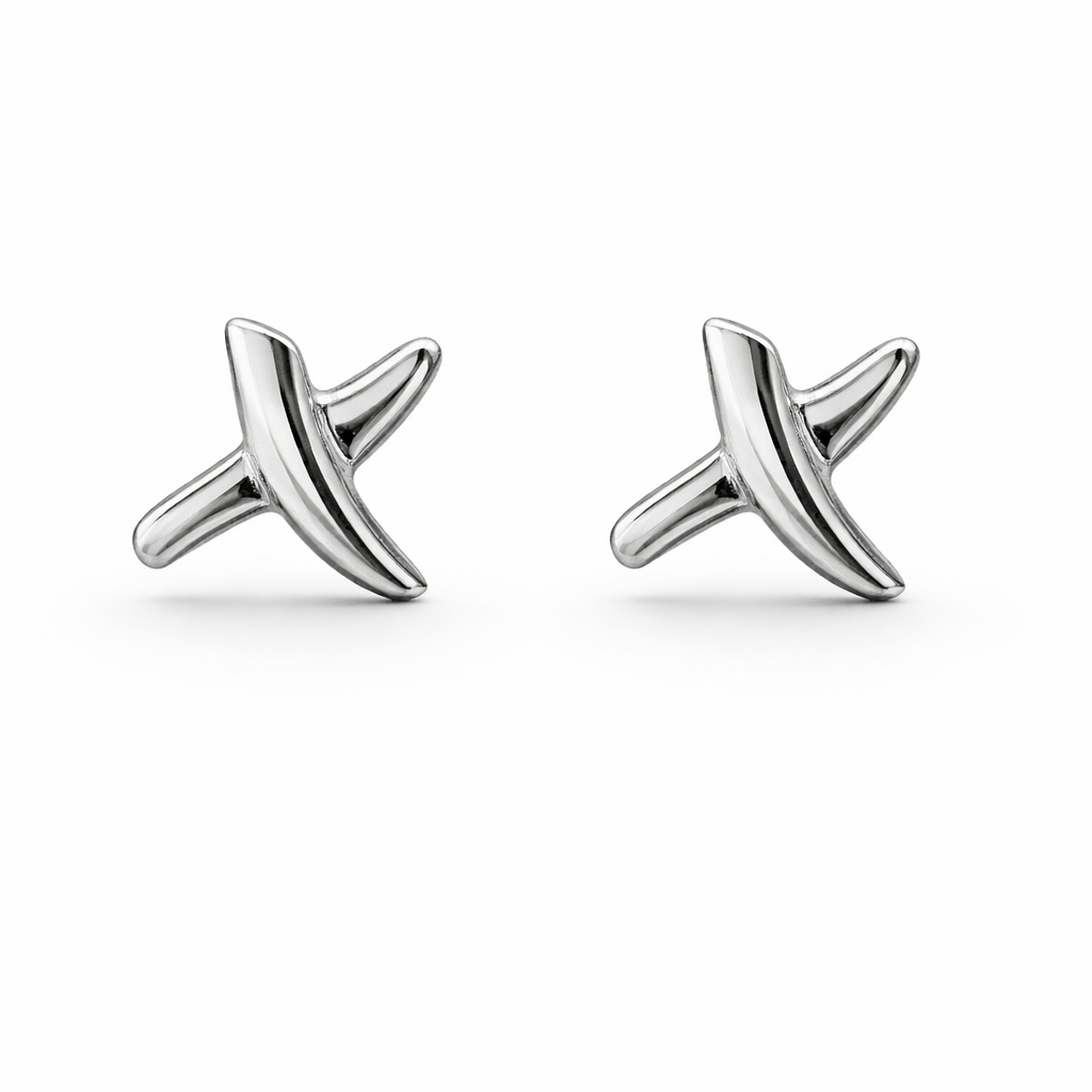 Sterling Silver X Love Symbol Stud Earrings