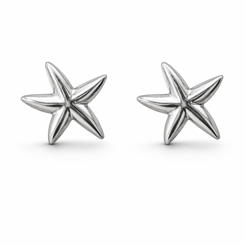 Sterling Silver Star Fish Stud Earrings