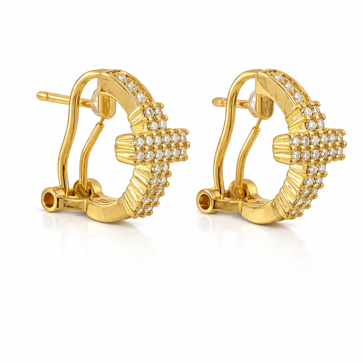 CZ Side Cross Earrings