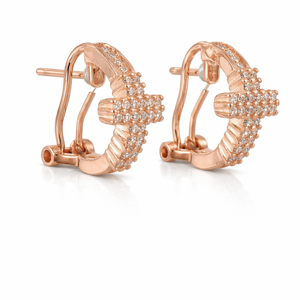 CZ Side Cross Earrings