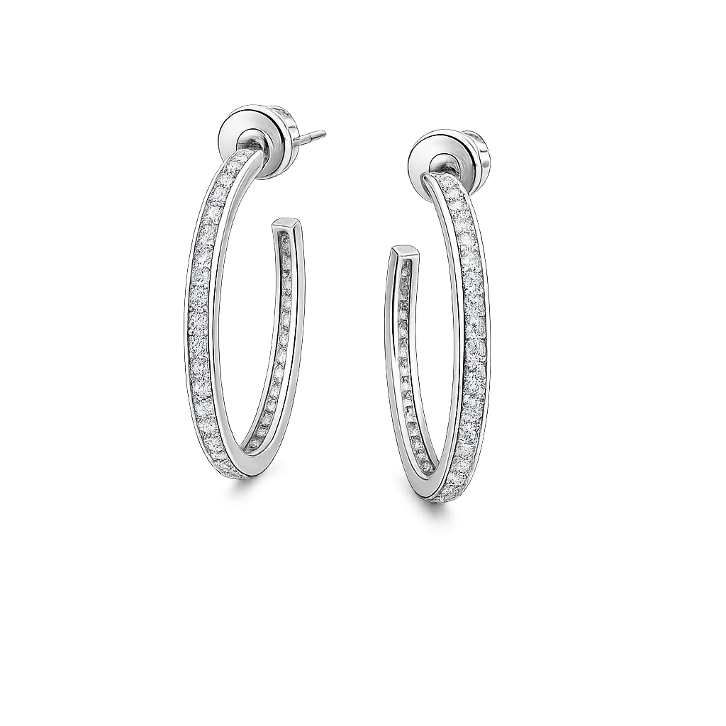 Sterling Silver CZ Open Post Hoop Earrings