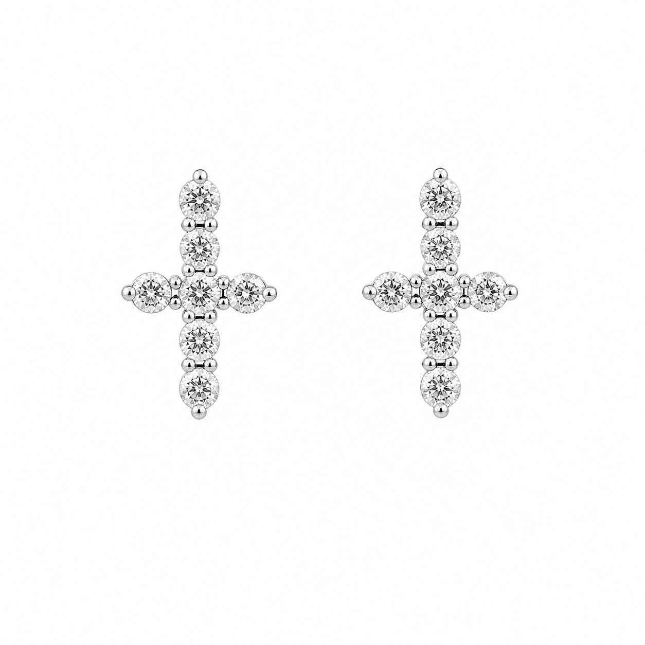 Sterling Silver Dangling CZ Cross Post Earrings