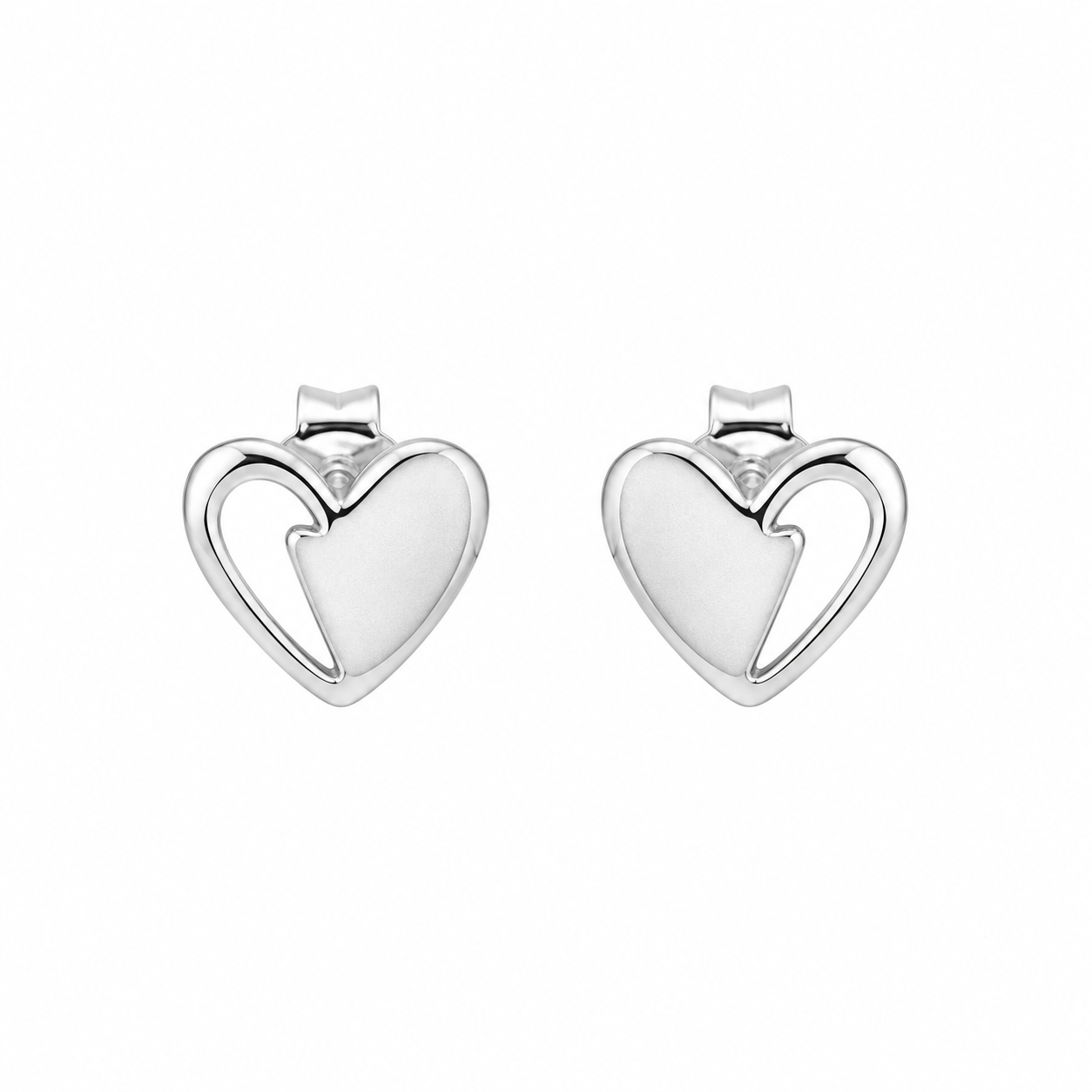 Sterling Silver Polished Heart Stud Earrings