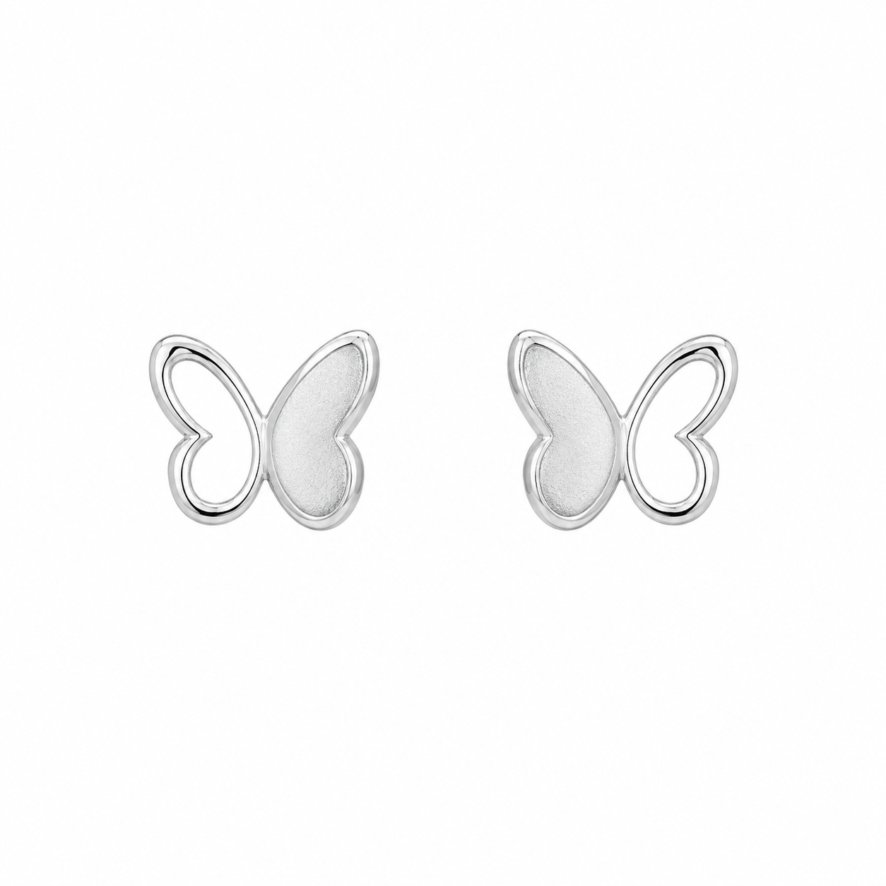 Sterling Silver Polished Butterfly Stud Earrings