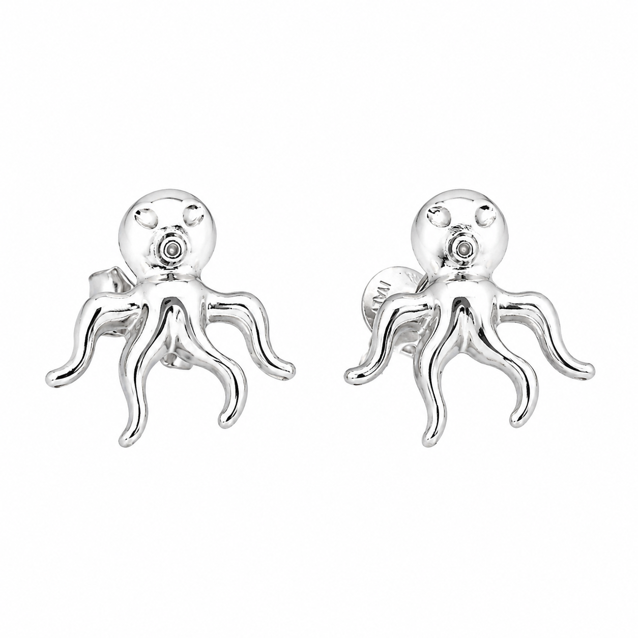 Sterling Silver Octopus Stud Earrings