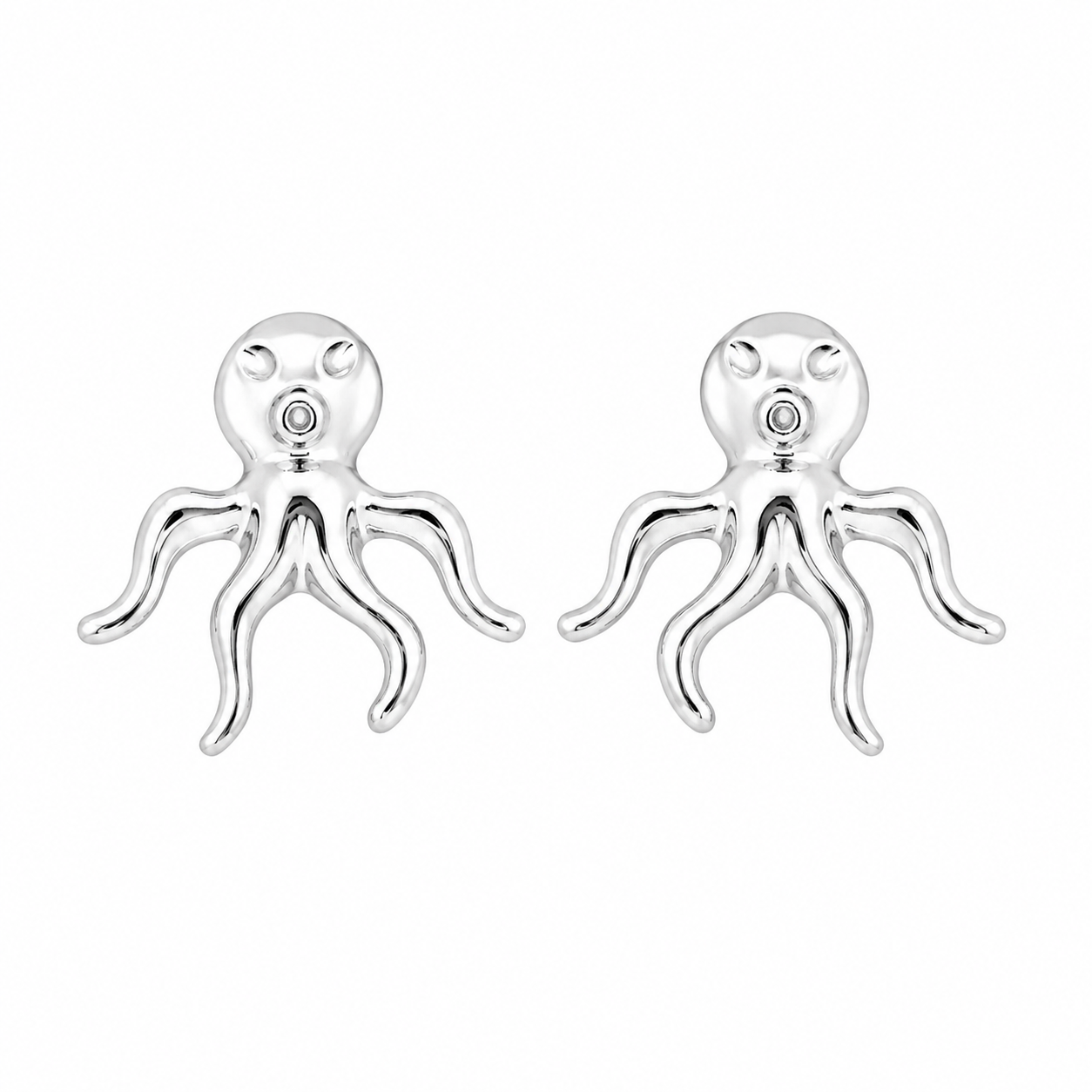 Sterling Silver Octopus Stud Earrings