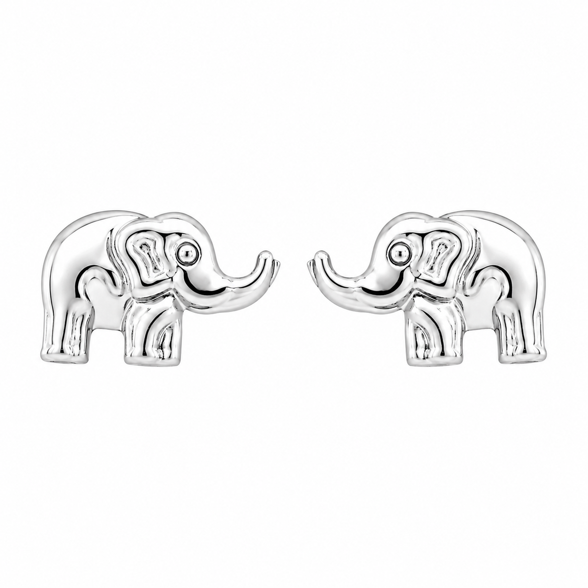 Sterling Silver Polished Elephant Stud Earrings