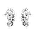 Sterling Silver Seahorse Stud Earrings