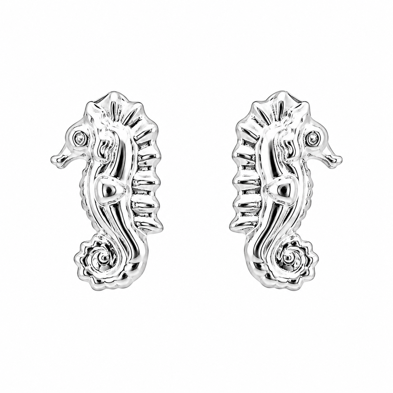 Sterling Silver Seahorse Stud Earrings