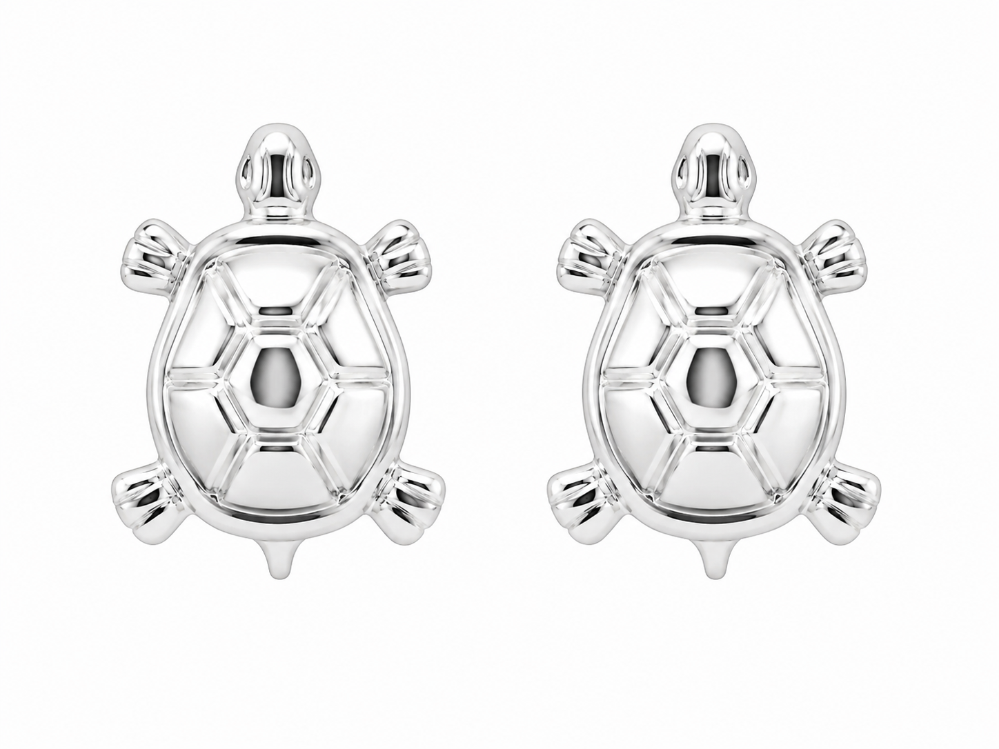 Sterling Silver Polished Turtle Stud Earrings