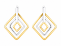 Sterling Silver Two Tone Diamond Shape Dangling Earrings