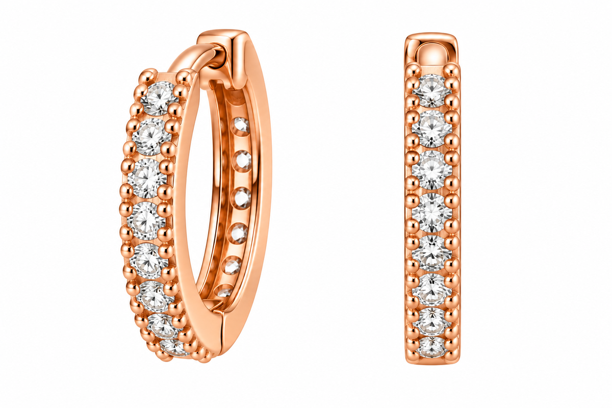 Sterling Silver CZ Dainty Tiny 10.5mm Huggie Hoop Earrings