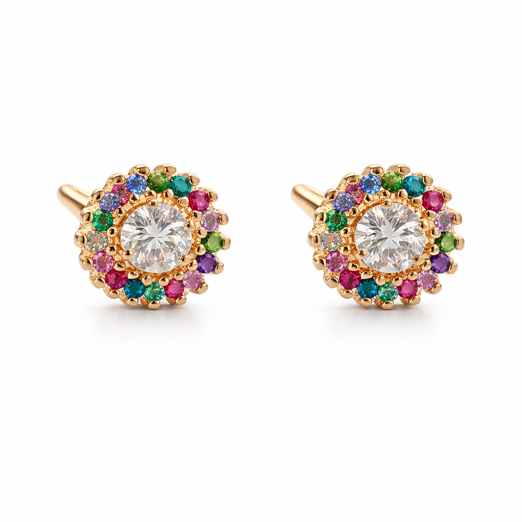 Circle Multi-Color Gemstone Studs