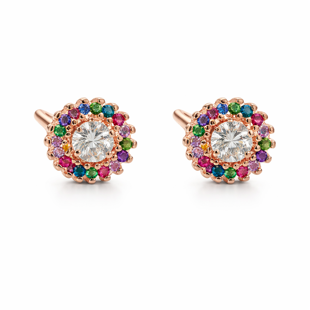 Circle Multi-Color Gemstone Studs