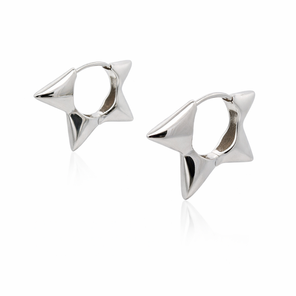 Sterling Silver Star Huggie Earrings