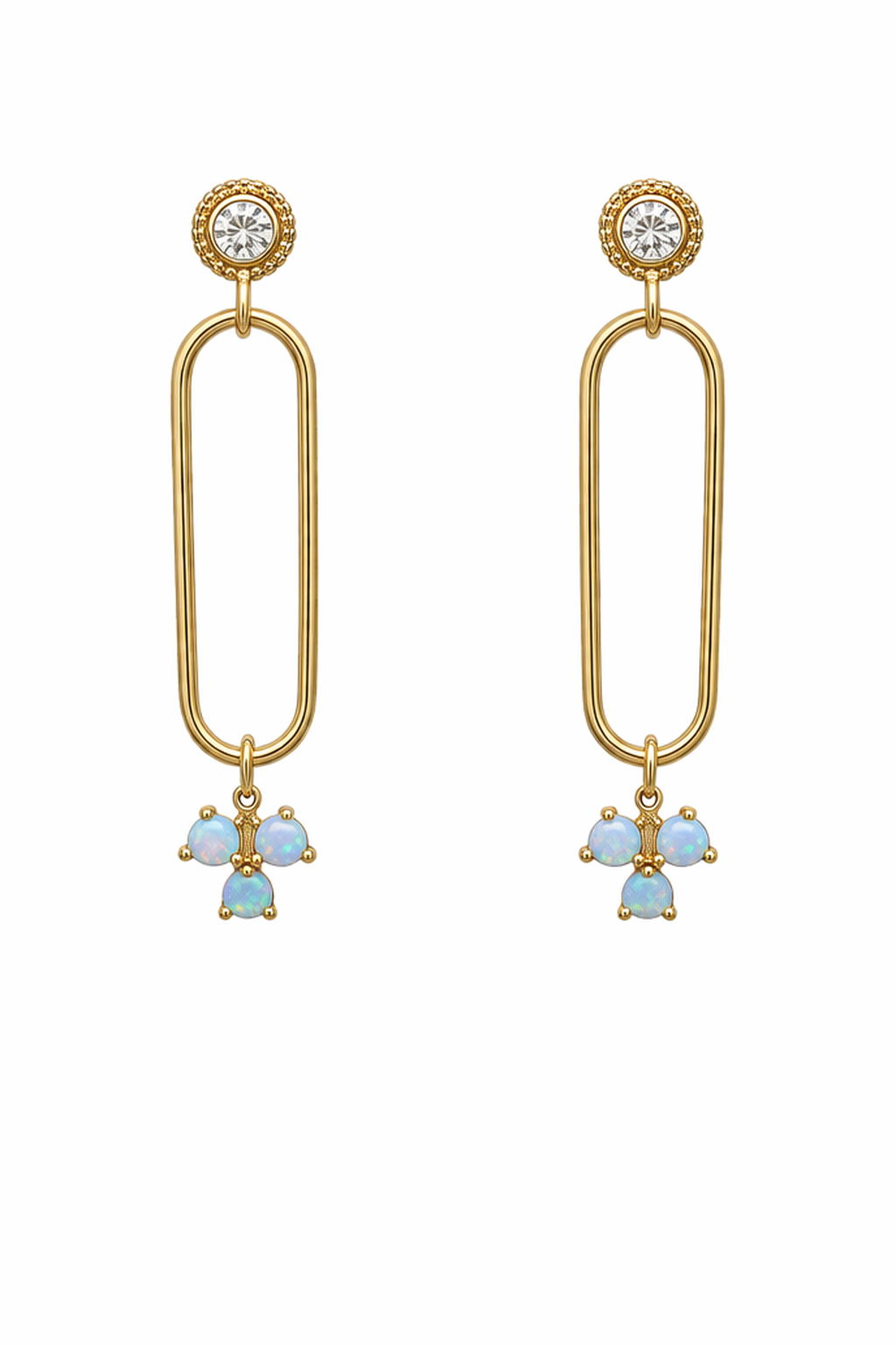 CZ & OPAL OPEN OVAL SHAPED EARRING