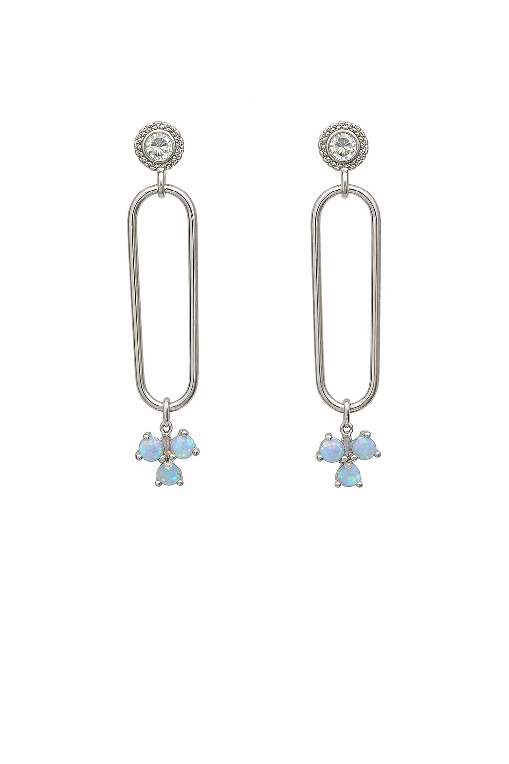 CZ & OPAL OPEN OVAL SHAPED EARRING