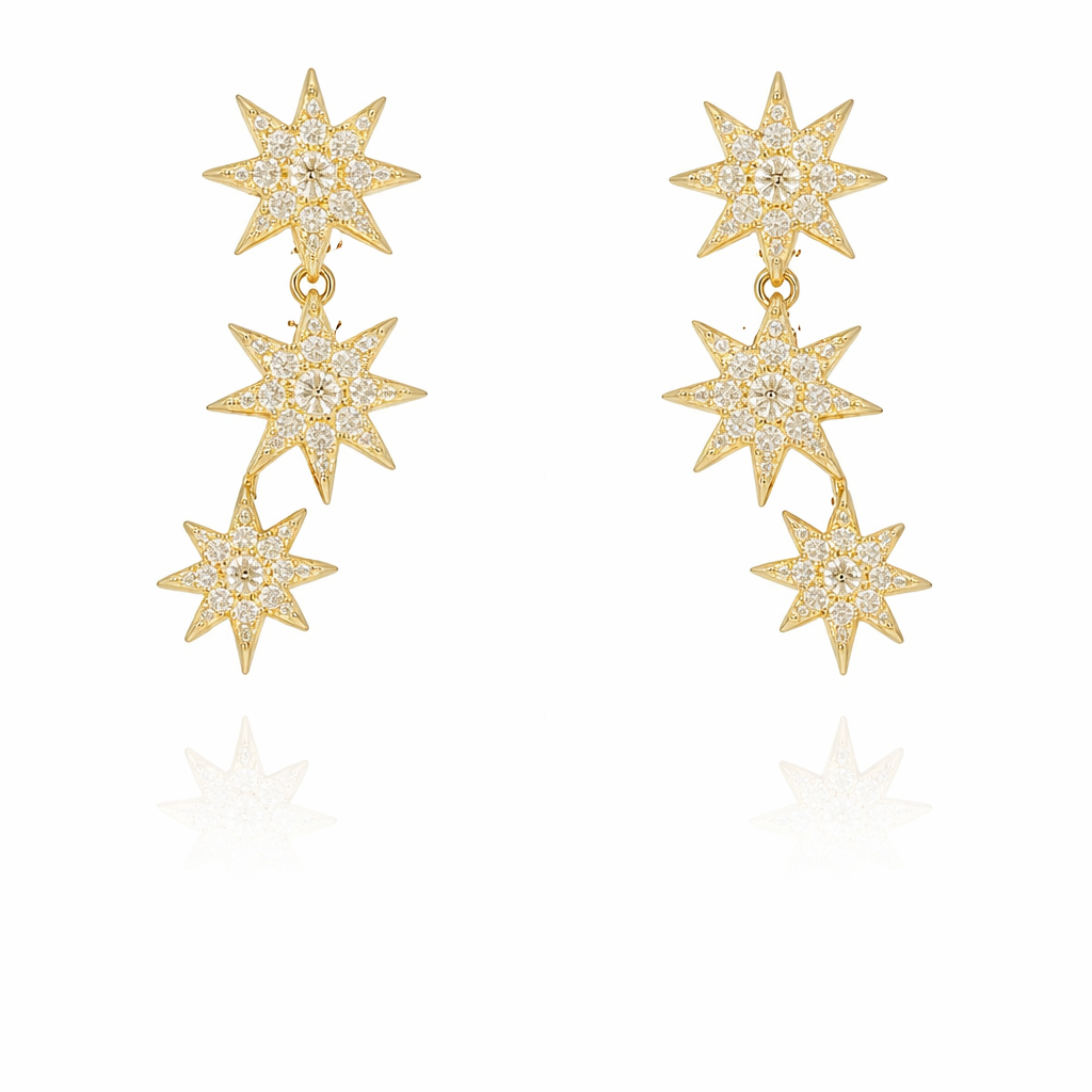 Sterling Silver CZ Starburst Post Earring