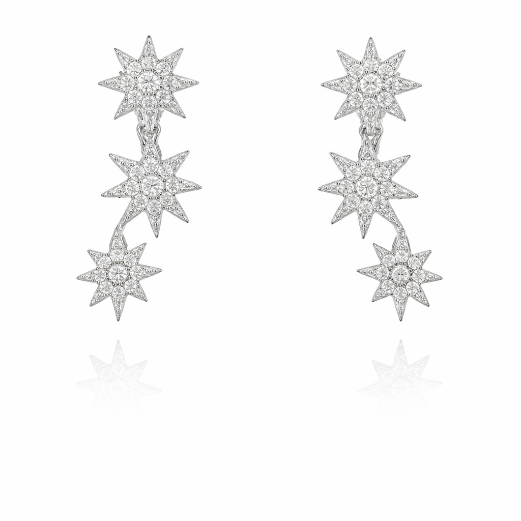 Sterling Silver CZ Starburst Post Earring