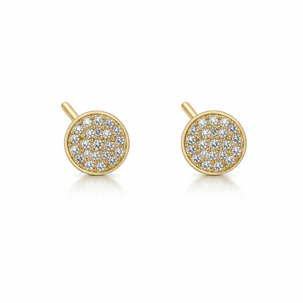 Sterling Silver Gold Plated  3 styles Hamsa Hand, Evil Eye, Round Pave CZ Studs
