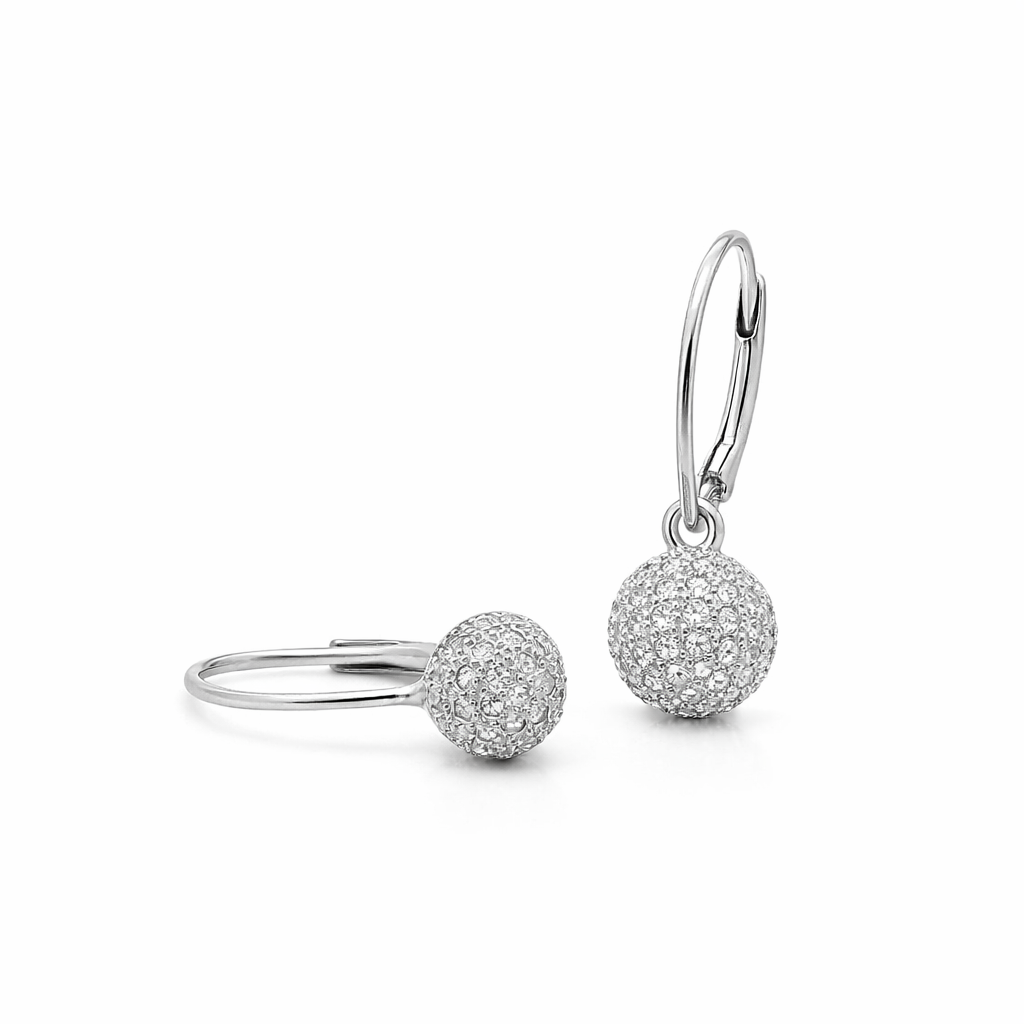 Sterling Silver CZ Dome Hugge Earrings