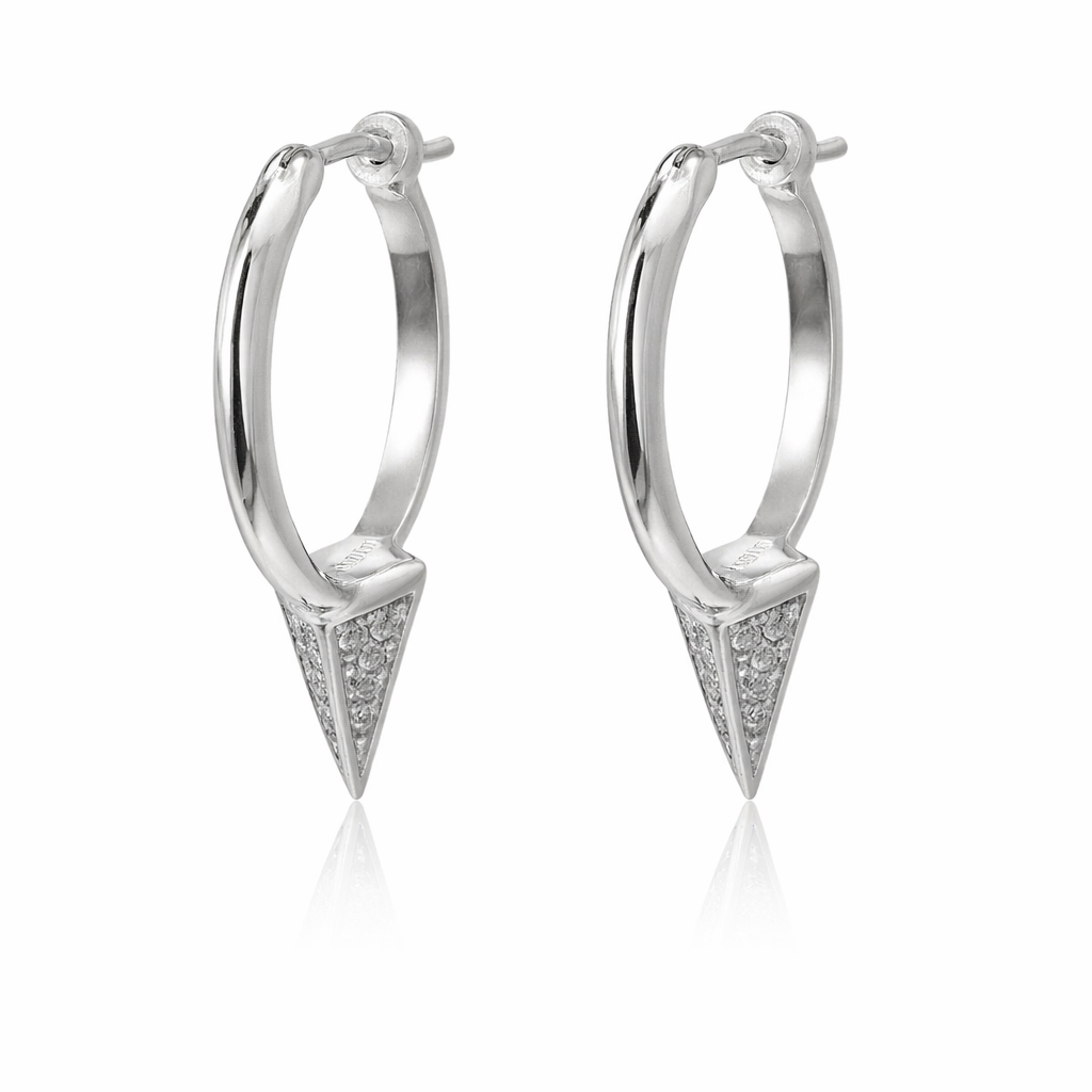 Sterling Silver CZ Spike Hoop Earrings