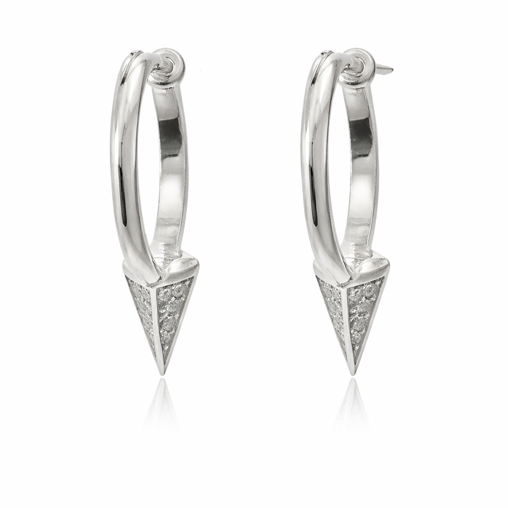 Sterling Silver CZ Spike Hoop Earrings