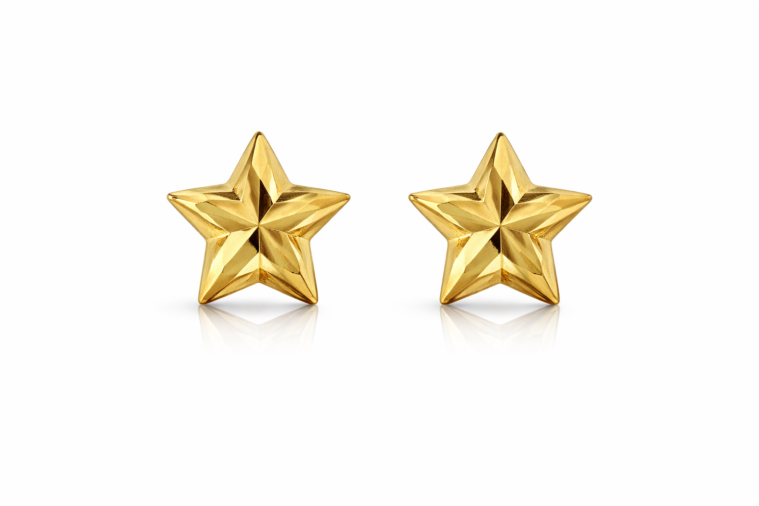 Sterling Silver Gold Plated Diamond Cut Star Stud Earrings