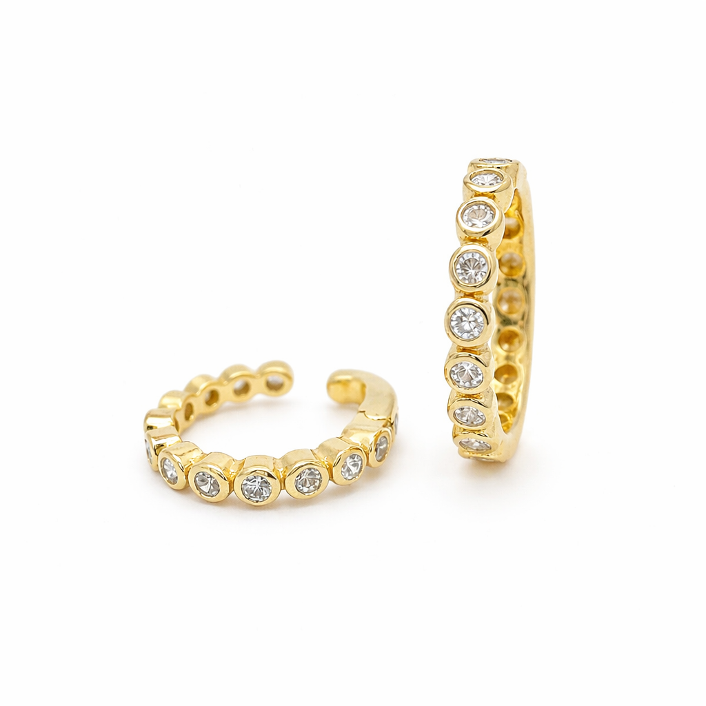 Sterling Silver Bezel CZ Cuff Earrings