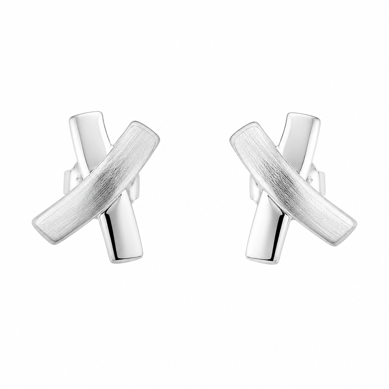 Sterling Silver X Design Post Earrings