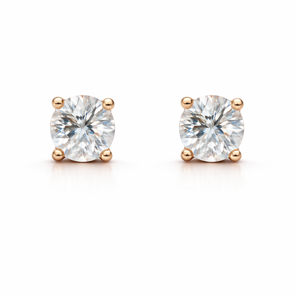 Sterling Silver 5mm Round Rose Gold CZ Studs
