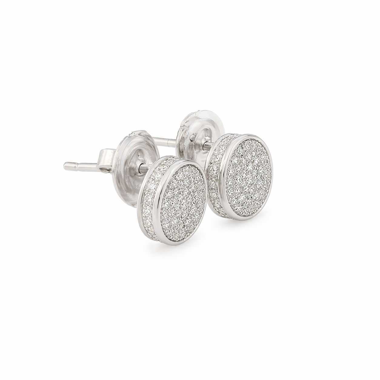 Sterling Circle CZ Hip Hop Earrings