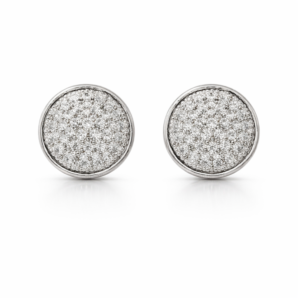 Sterling Circle CZ Hip Hop Earrings